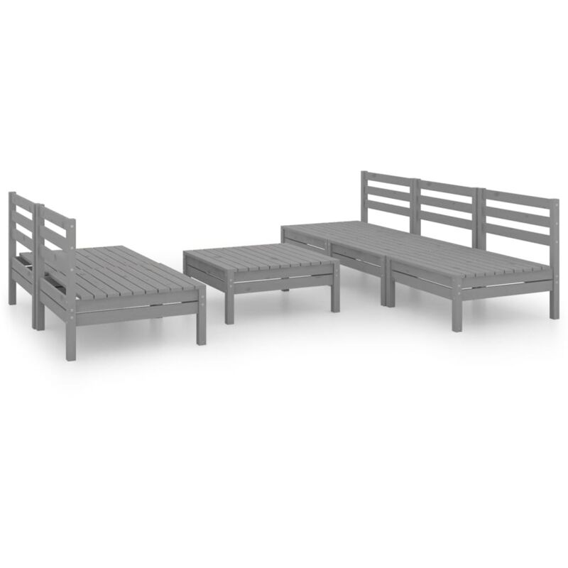 

Vidaxl - Juego de muebles de jardín 6 piezas madera maciza de pino gris - Gris