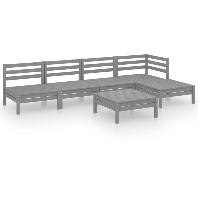 

vidaXL Juego de muebles de jardín 6 piezas madera maciza de pino gris - Gris