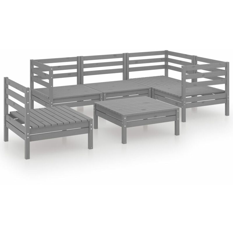 

Vidaxl - Juego de muebles de jardín 6 piezas madera maciza de pino gris - Gris