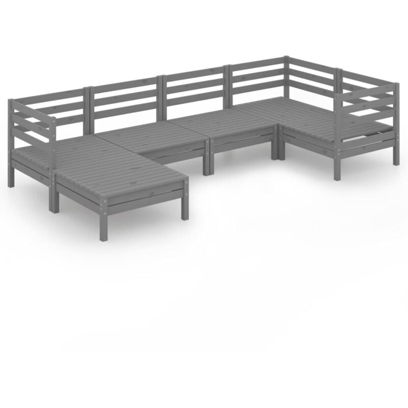 

vidaXL Juego de muebles de jardín 6 piezas madera maciza de pino gris - Gris