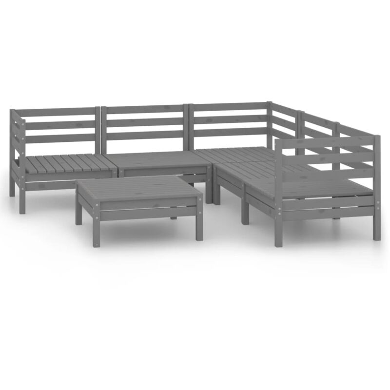 

vidaXL Juego de muebles de jardín 6 piezas madera maciza de pino gris - Gris