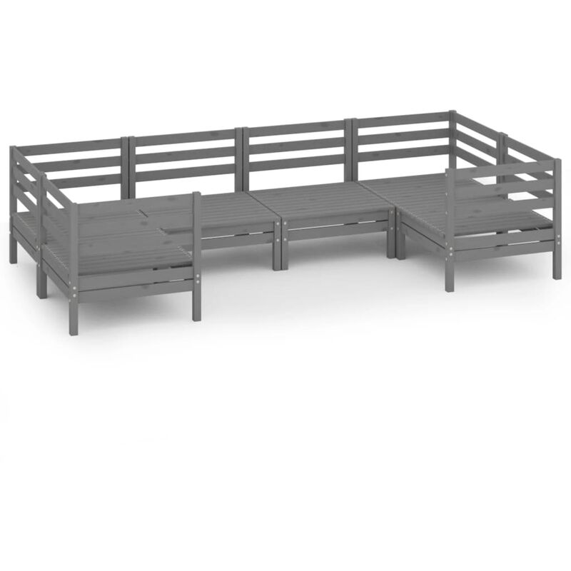 

vidaXL Juego de muebles de jardín 6 piezas madera maciza de pino gris - Gris