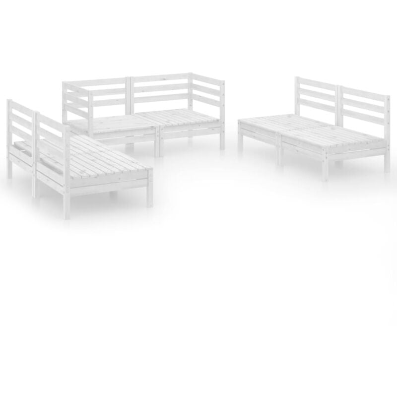 

Vidaxl - Juego de muebles de jardín 6 piezas madera maciza pino blanco - Blanco