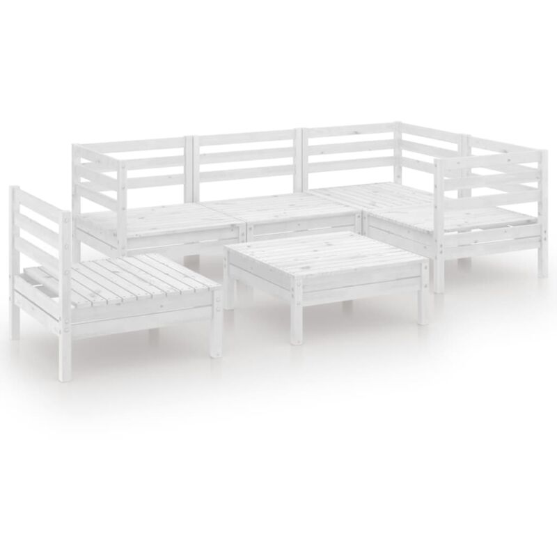 

Vidaxl - Juego de muebles de jardín 6 piezas madera maciza pino blanco - Blanco