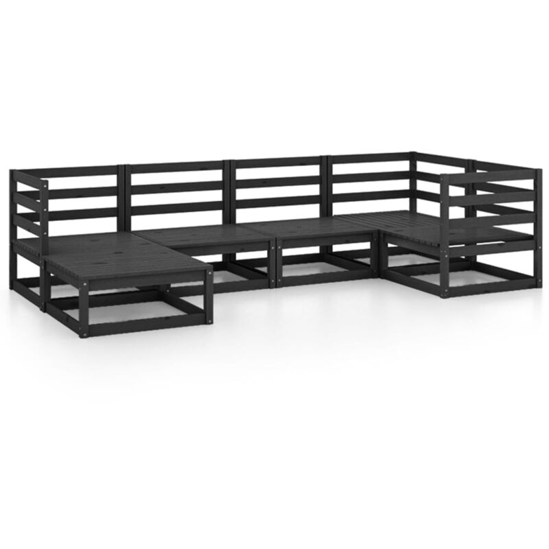 

Vidaxl - Juego de muebles de jardín 6 piezas negro madera maciza de pino - Negro
