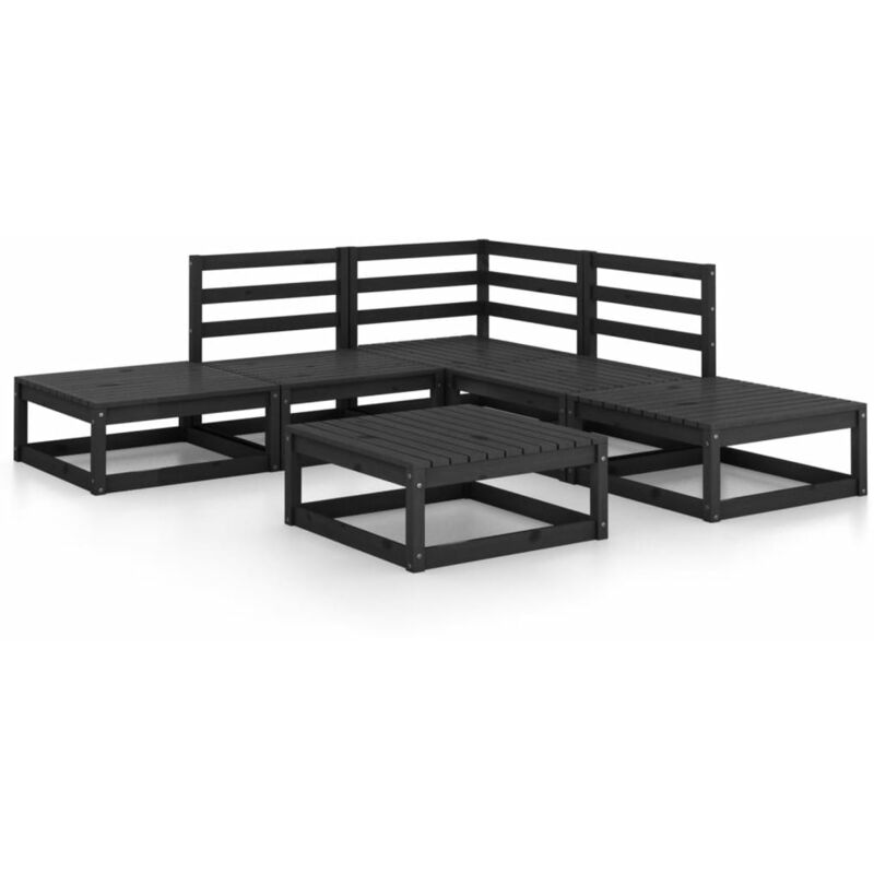 

Vidaxl - Juego de muebles de jardín 6 piezas negro madera maciza de pino - Negro