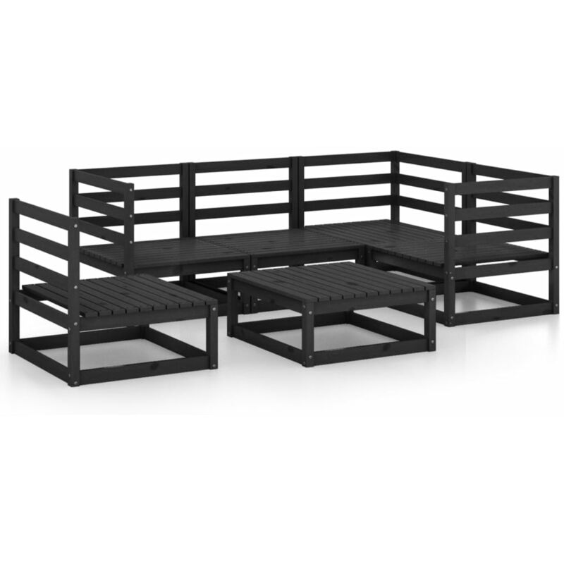 

Vidaxl - Juego de muebles de jardín 6 piezas negro madera maciza de pino - Negro