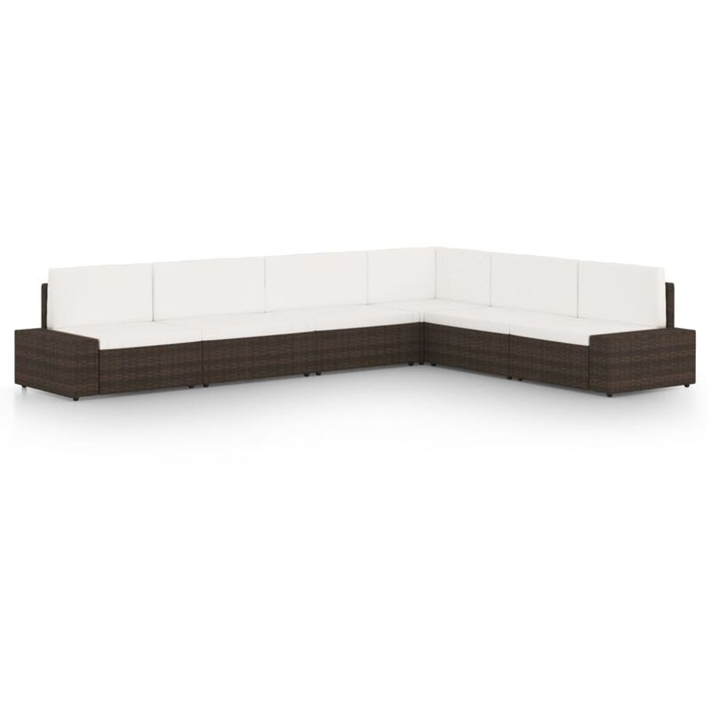 

vidaXL Juego de muebles de jardín 6 piezas ratán sintético marrón - Marrón