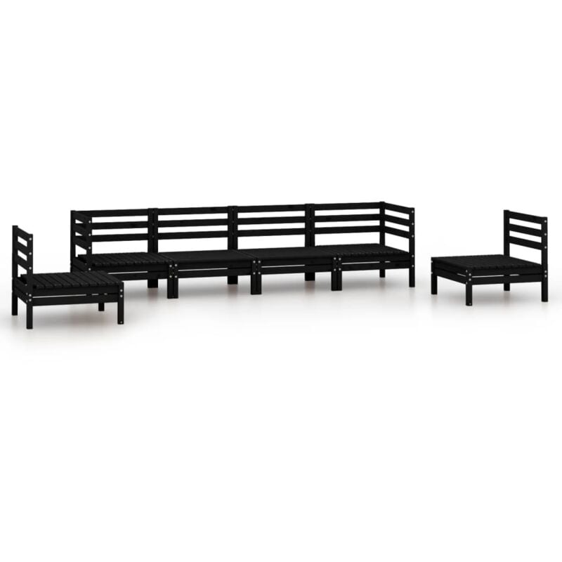 

vidaXL Juego de muebles de jardín 6 pzas madera de pino maciza negro - Negro
