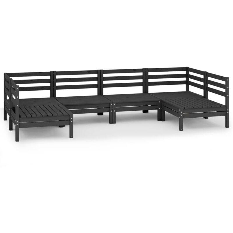 

vidaXL Juego de muebles de jardín 6 pzas madera de pino maciza negro - Negro