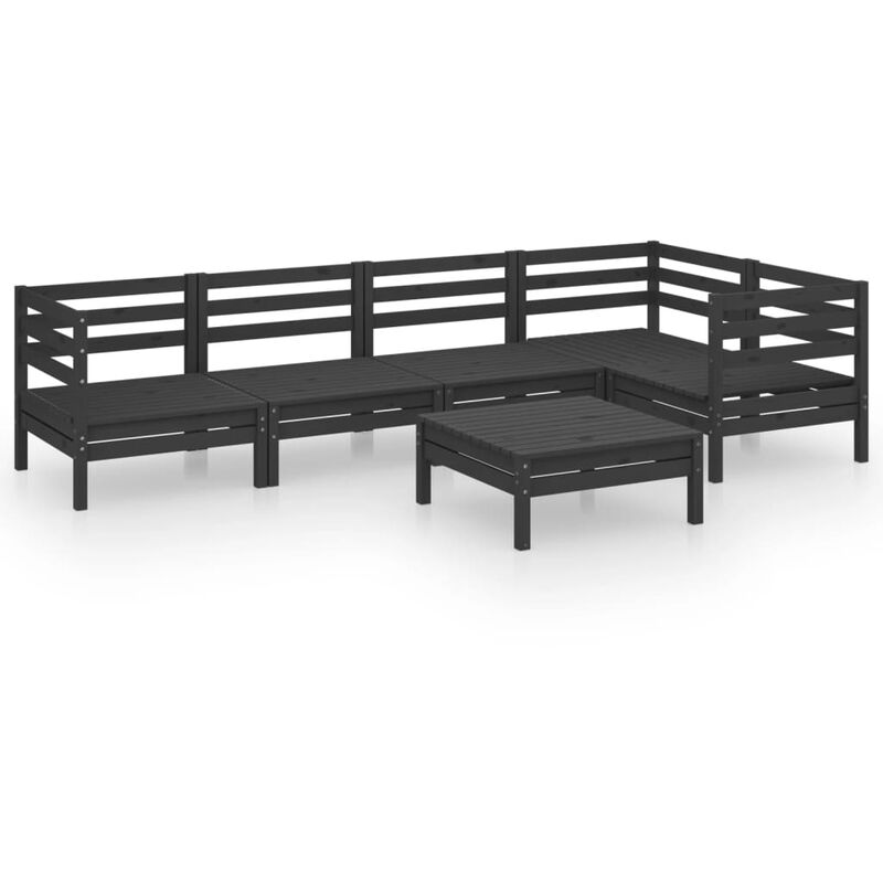 

Vidaxl - Juego de muebles de jardín 6 pzas madera de pino maciza negro - Negro