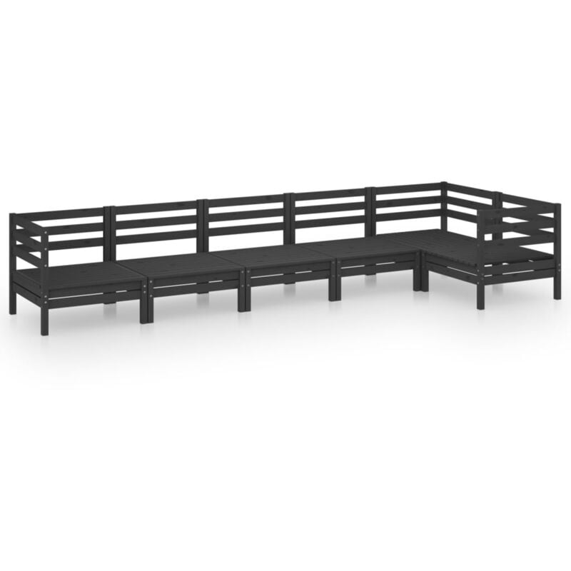 

Vidaxl - Juego de muebles de jardín 6 pzas madera de pino maciza negro - Negro