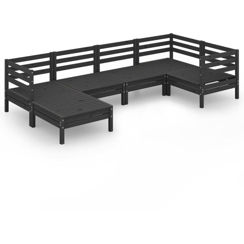 

Vidaxl - Juego de muebles de jardín 6 pzas madera de pino maciza negro - Negro