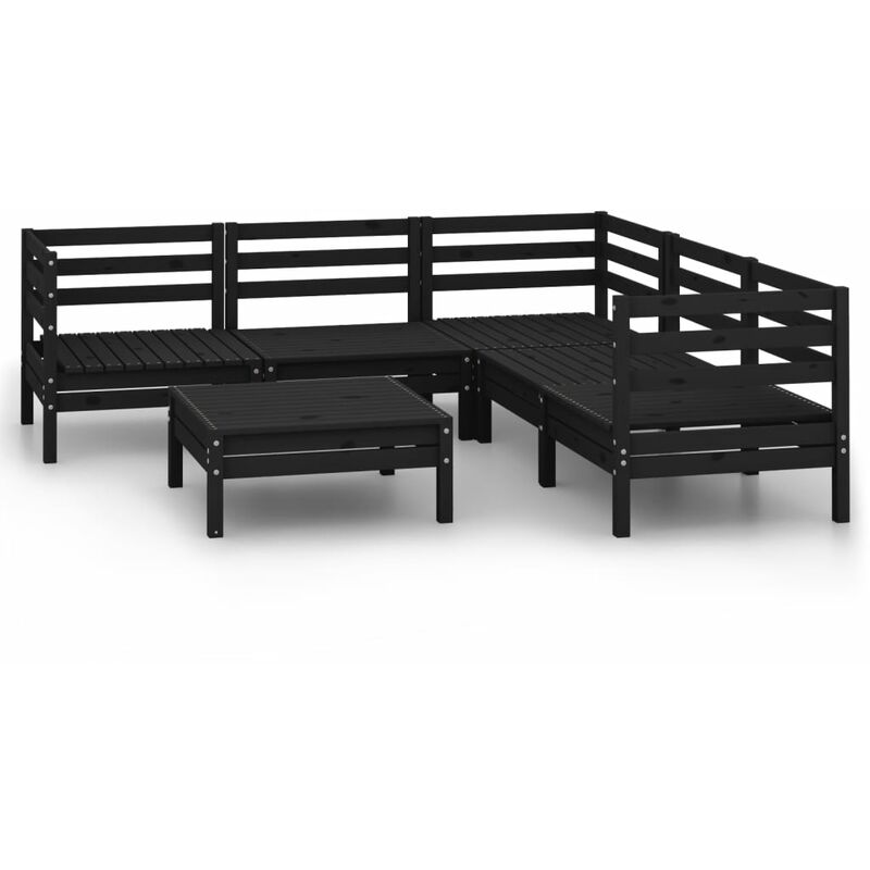 

Vidaxl - Juego de muebles de jardín 6 pzas madera de pino maciza negro - Negro