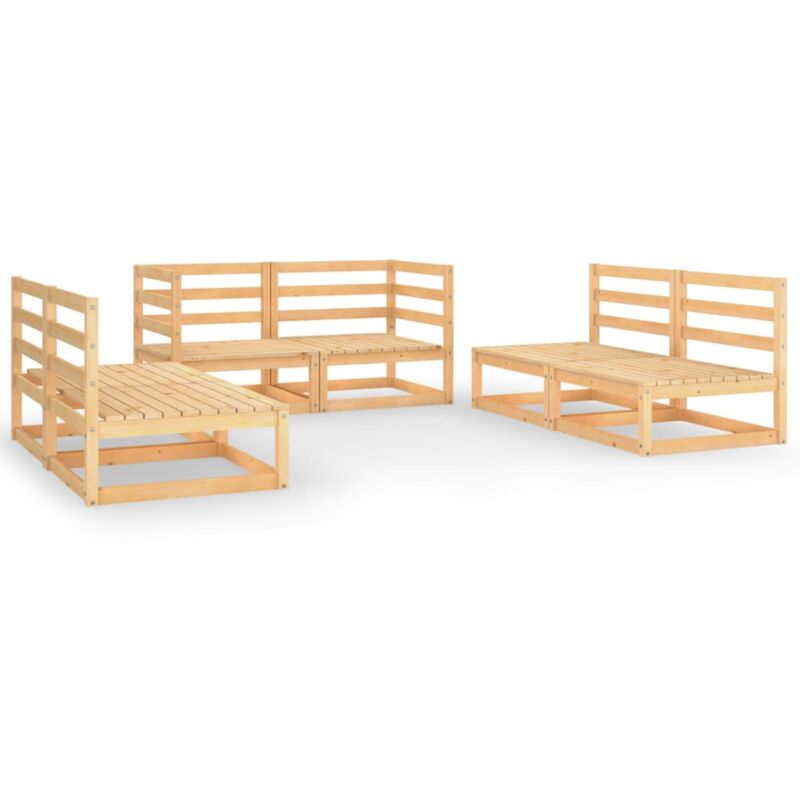 

vidaXL Juego de muebles de jardín 6 piezas madera pino maciza - Marrón
