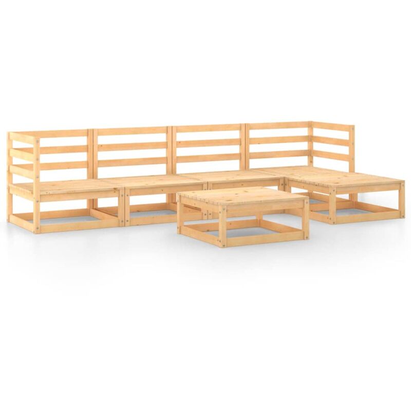 

vidaXL Juego de muebles de jardín 6 pzas y cojines madera pino maciza - Marrón