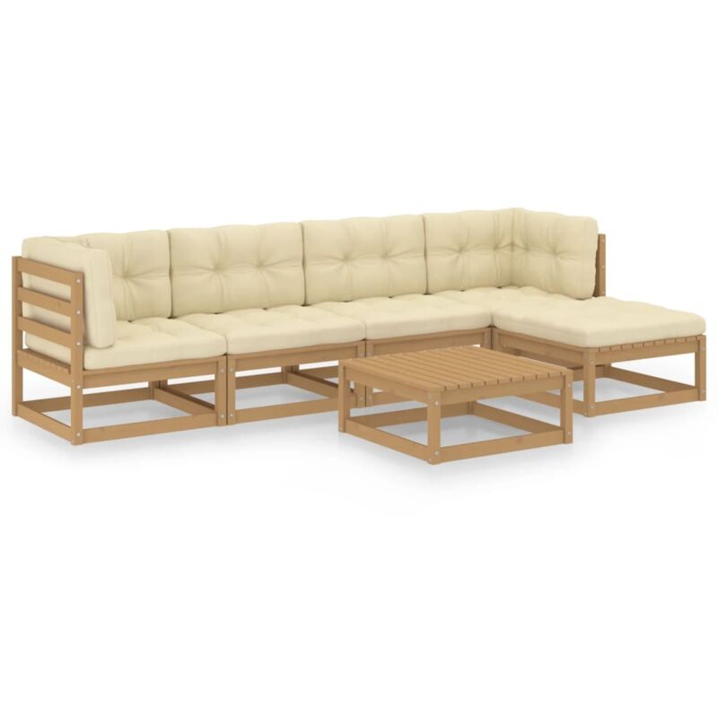 

Vidaxl - Juego de muebles de jardín 6 pzas y cojines madera pino maciza - Marrón