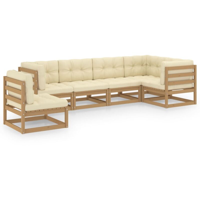 

Vidaxl - Juego de muebles de jardín 6 pzas y cojines madera pino maciza - Marrón