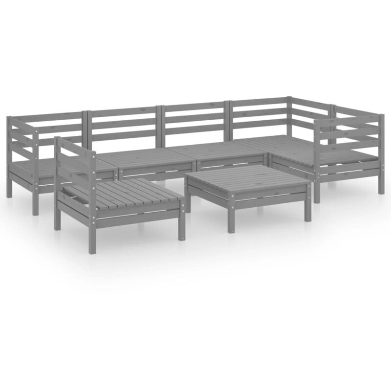 

Vidaxl - Juego de muebles de jardín 7 piezas madera de pino maciza gris - Gris