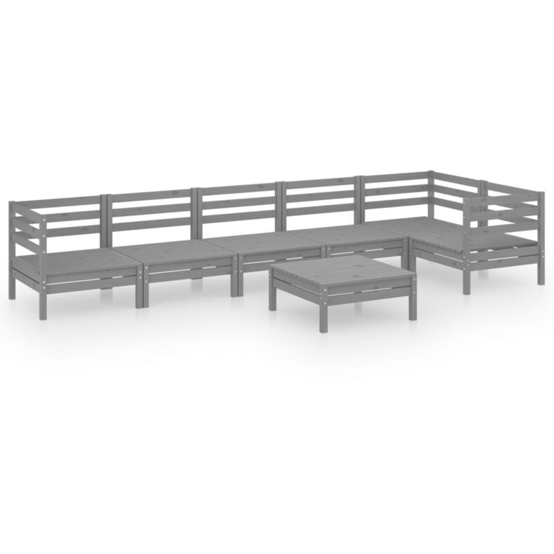 

Vidaxl - Juego de muebles de jardín 7 piezas madera de pino maciza gris - Gris