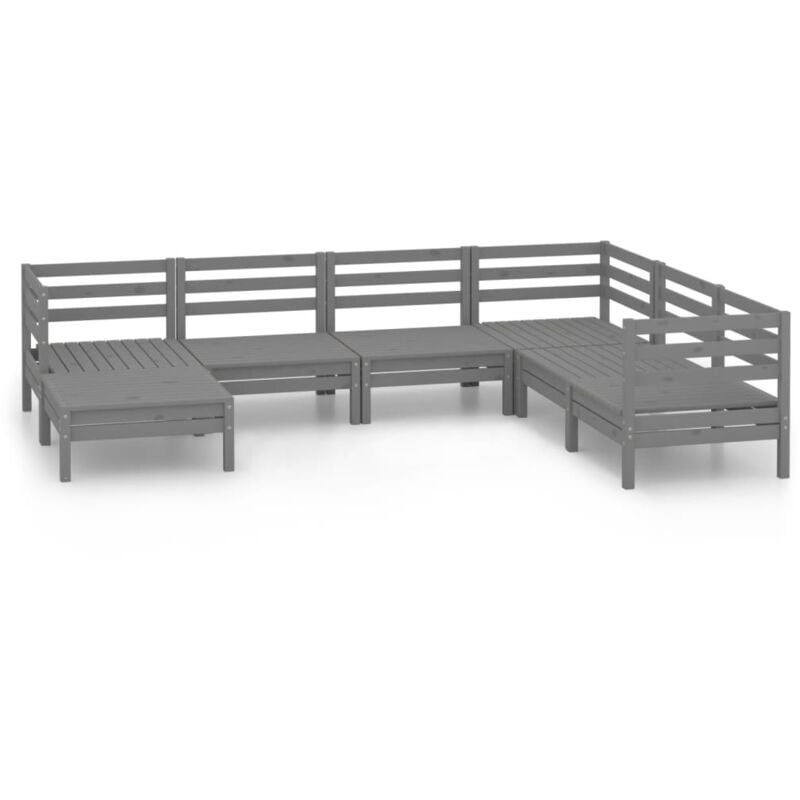 

Vidaxl - Juego de muebles de jardín 7 piezas madera de pino maciza gris - Gris