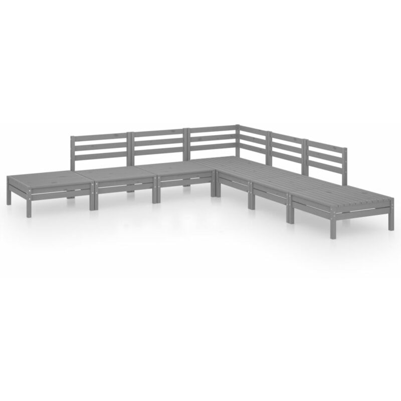 

Vidaxl - Juego de muebles de jardín 7 piezas madera de pino maciza gris - Gris