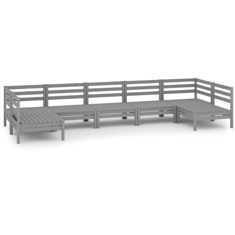 

vidaXL Juego de muebles de jardín 7 piezas madera maciza de pino gris - Gris