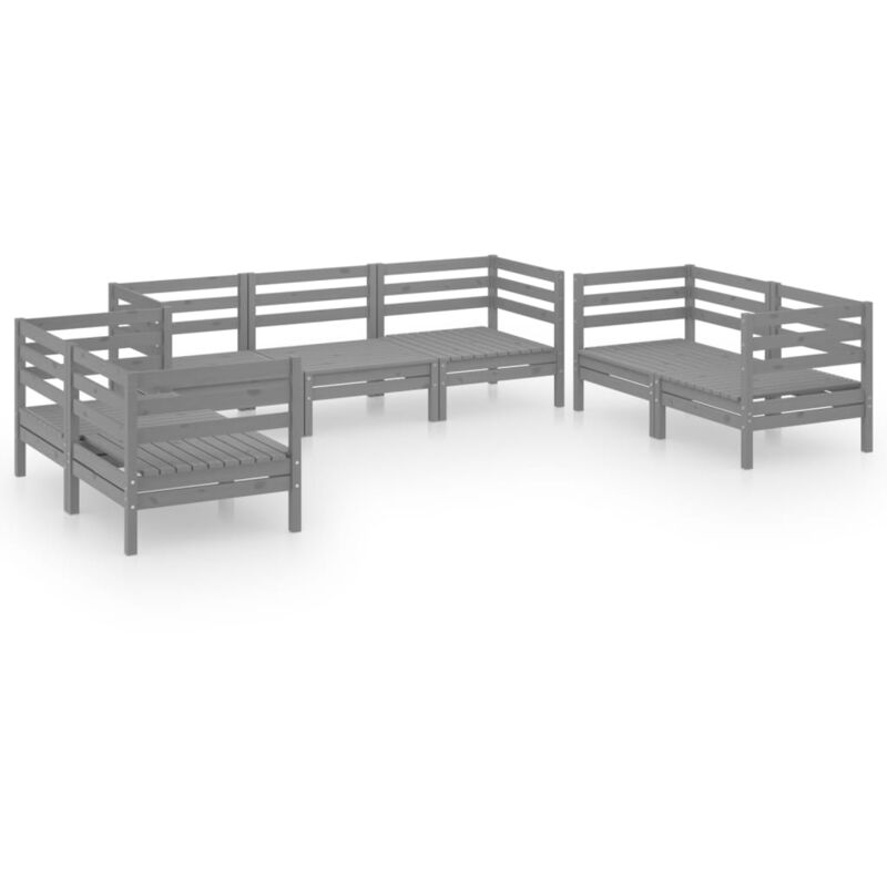 

vidaXL Juego de muebles de jardín 7 piezas madera maciza de pino gris - Gris