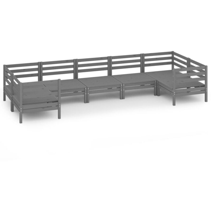 

Vidaxl - Juego de muebles de jardín 7 piezas madera maciza de pino gris - Gris
