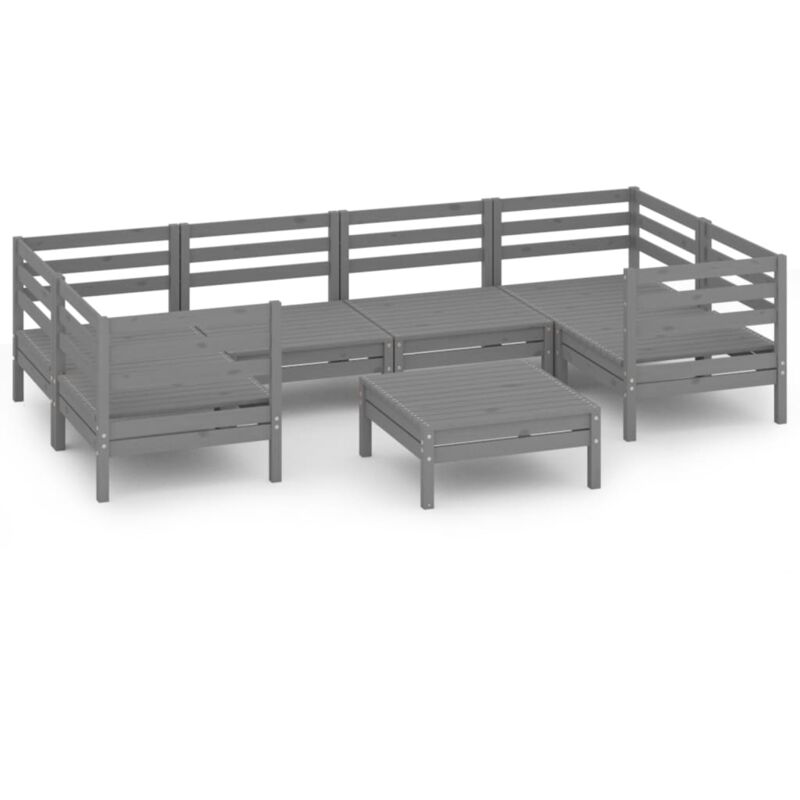 

Vidaxl - Juego de muebles de jardín 7 piezas madera maciza de pino gris - Gris