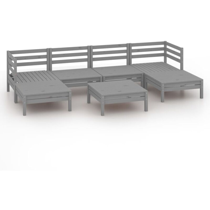 

Vidaxl - Juego de muebles de jardín 7 piezas madera maciza de pino gris - Gris
