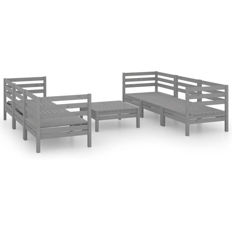 

Vidaxl - Juego de muebles de jardín 7 piezas madera maciza de pino gris - Gris