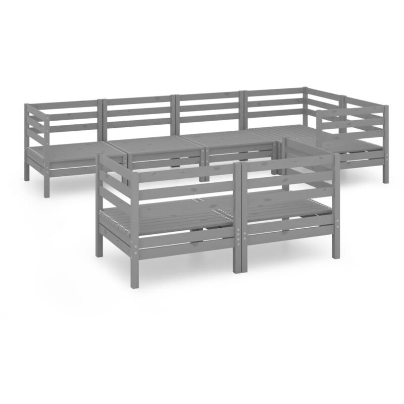 

vidaXL Juego de muebles de jardín 7 piezas madera maciza de pino gris - Gris