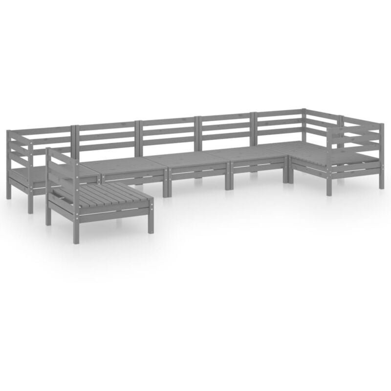 

Juego de muebles de jardín 7 piezas madera maciza de pino gris - Gris - Vidaxl
