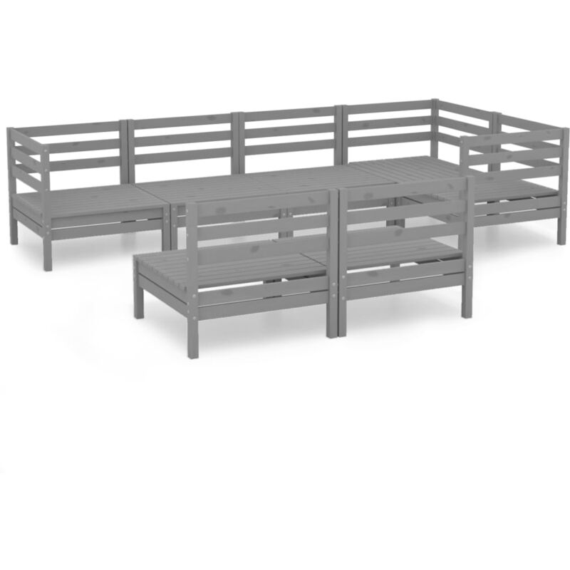 

Juego de muebles de jardín 7 piezas madera maciza de pino gris - Gris - Vidaxl