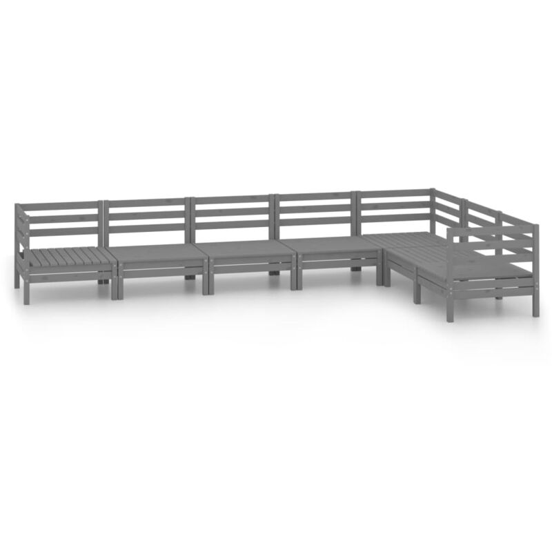 

Juego de muebles de jardín 7 piezas madera maciza de pino gris - Gris - Vidaxl