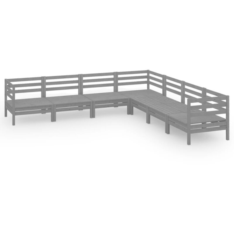 

Juego de muebles de jardín 7 piezas madera maciza de pino gris - Gris - Vidaxl