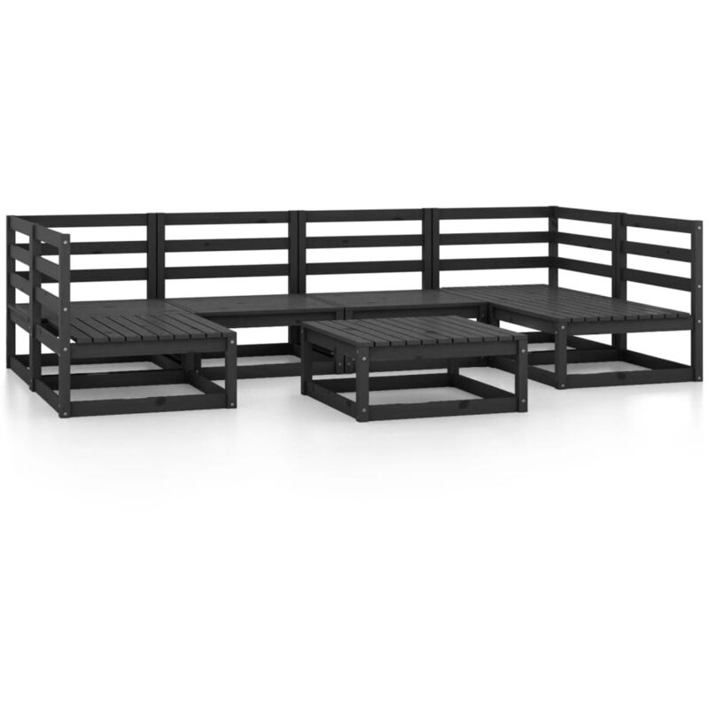 

Vidaxl - Juego de muebles de jardín 7 piezas madera maciza de pino - Negro