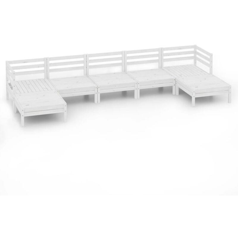 

Vidaxl - Juego de muebles de jardín 7 piezas madera maciza pino blanco - Blanco