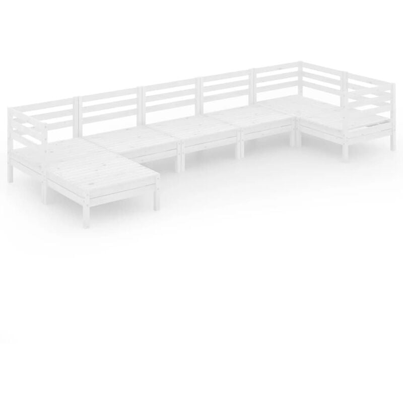 

Vidaxl - Juego de muebles de jardín 7 piezas madera maciza pino blanco - Blanco