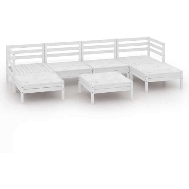 

Vidaxl - Juego de muebles de jardín 7 piezas madera maciza pino blanco - Blanco