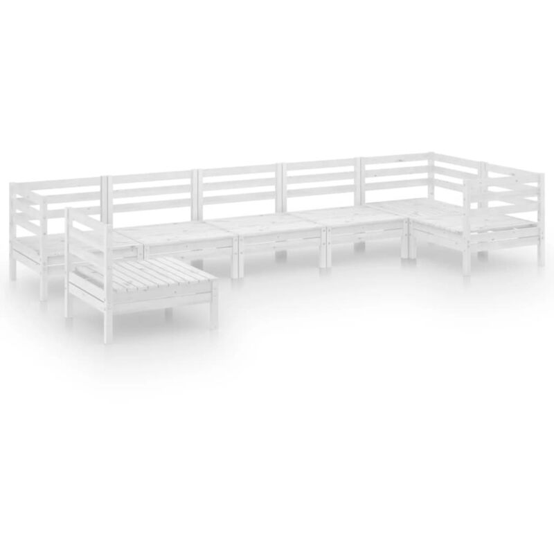 

Vidaxl - Juego de muebles de jardín 7 piezas madera maciza pino blanco - Blanco