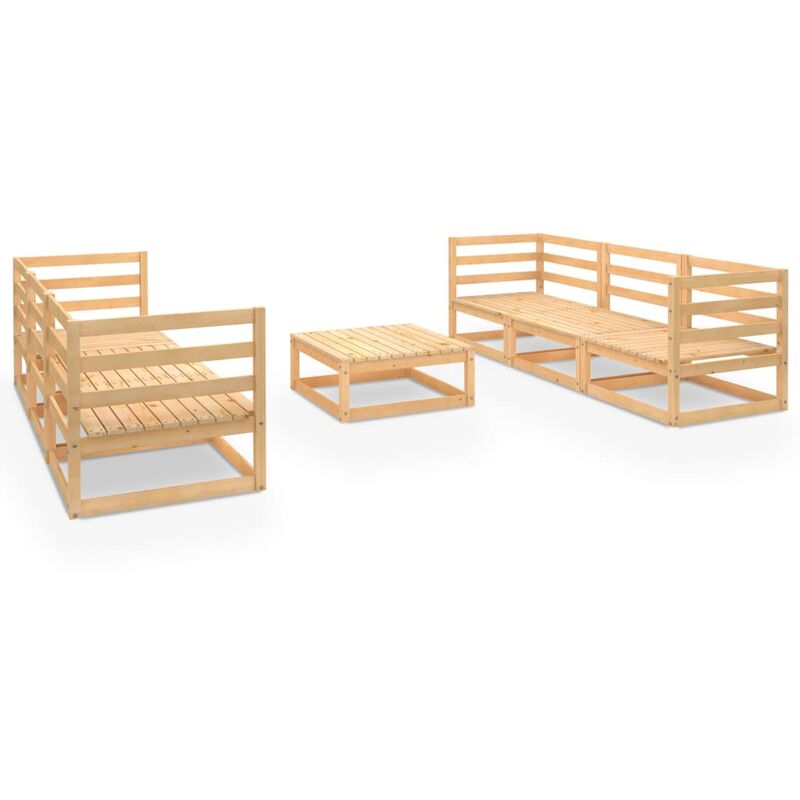 

vidaXL Juego de muebles de jardín 7 piezas madera pino maciza - Marrón