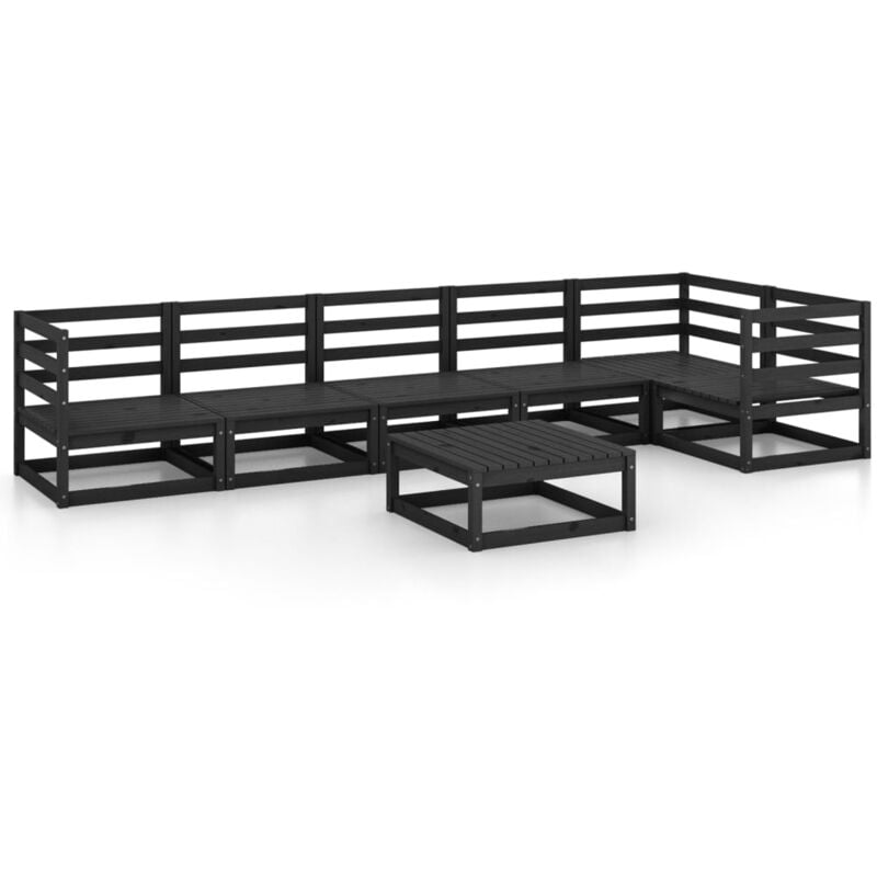 

Juego de muebles de jardín 7 piezas negro madera maciza de pino - Negro - Vidaxl