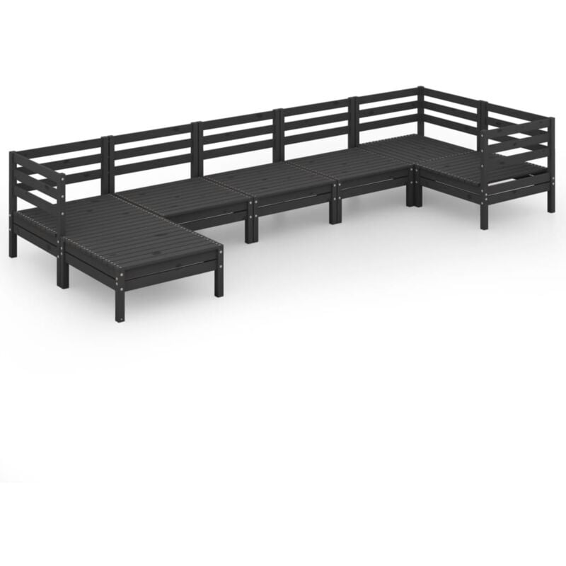 

Vidaxl - Juego de muebles de jardín 7 pzas madera de pino maciza negro - Negro