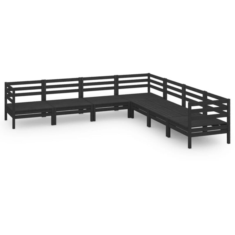 

Juego de muebles de jardín 7 pzas madera de pino maciza negro - Negro - Vidaxl