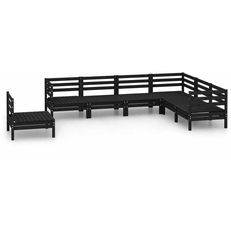 

Juego de muebles de jardín 7 pzas madera de pino maciza negro - Negro - Vidaxl