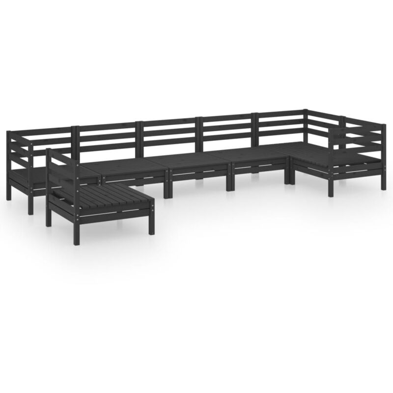

Juego de muebles de jardín 7 pzas madera de pino maciza negro - Negro - Vidaxl