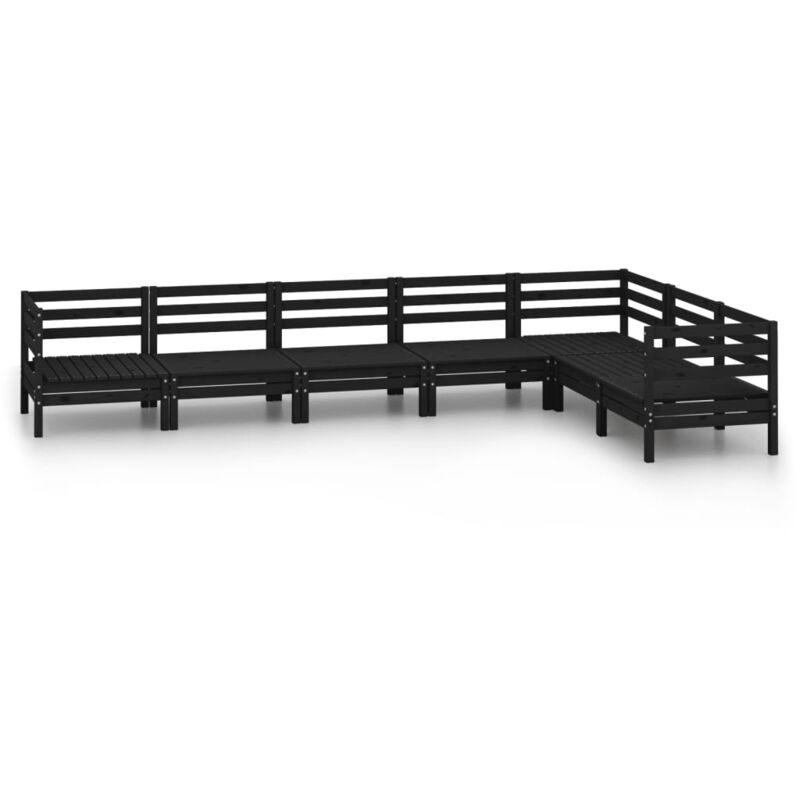 

Juego de muebles de jardín 7 pzas madera de pino maciza negro - Negro - Vidaxl