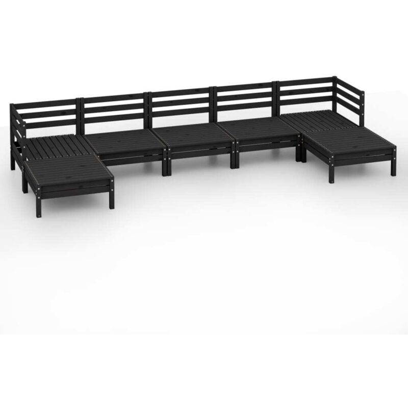 

Vidaxl - Juego de muebles de jardín 7 pzas madera de pino maciza negro - Negro
